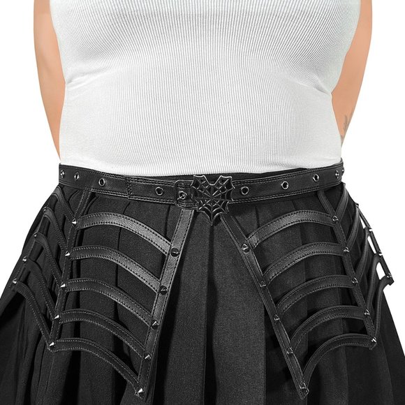 Gothic Faux Leather Cut Out Spiderweb Belt